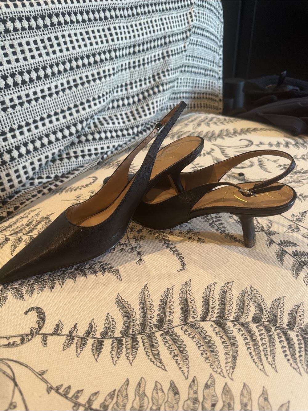 Sam Edelman Black Pointed-Toe Slingback Heels